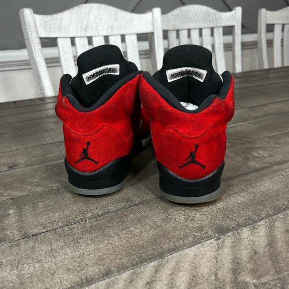 Nike Air Jordan 5 Red Suede Sneakers Sz 7 - Picture 3 of 4